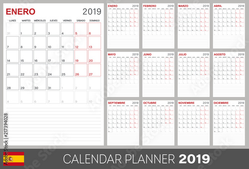 Spanish calendar 2019