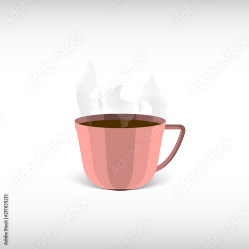 Coffee Mug With A Transparent Shadow Under It And Translucent Steam Vector Illustration On Coffee Mug With A Transparent Shadow Under It And Translucent Steam Vector Illustration On