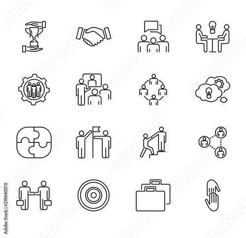 Team Collaboration Vector Illustration Collection Set Outlined