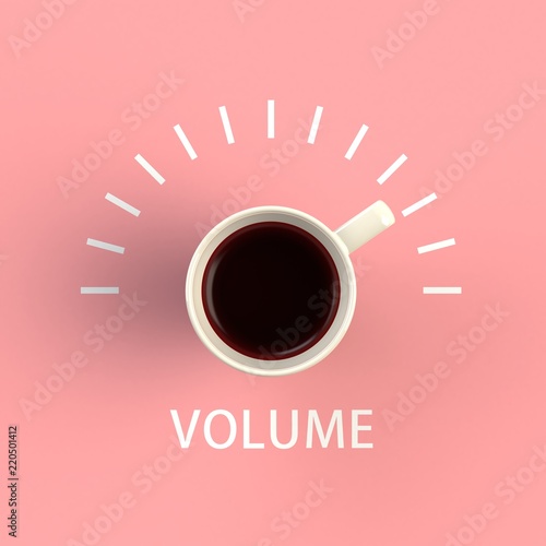 Top View Of A Cup Coffee In The Form Volume Control Isolated Top View Of A Cup Coffee In The Form Volume Control Isolated On Pink