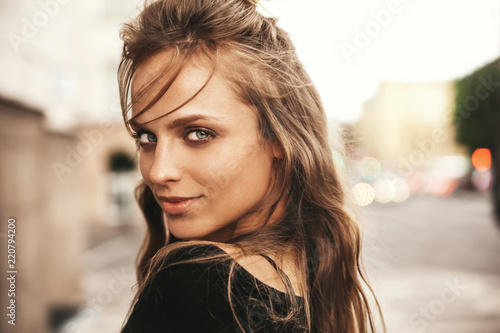 Portrait Of Beautiful Cute Blond Teenager Model Without Makeup In Summer Hipster Clothes Posing On The Portrait Of Beautiful Cute Blond Teenager Model Without Makeup In Summer Hipster Clothes Posing On The