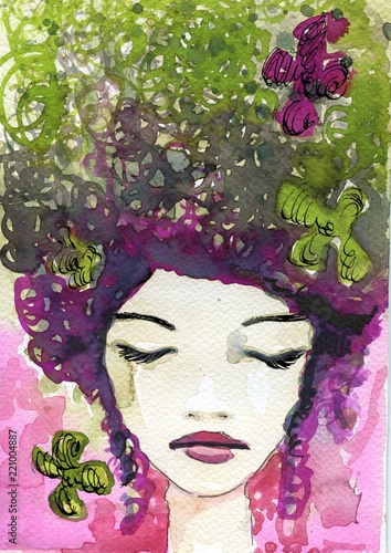 akwarela-ilustracja-przedstawiajaca-portret-kobiety-fantazyjne