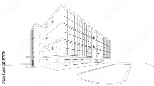 building construction architecture 3d illustration