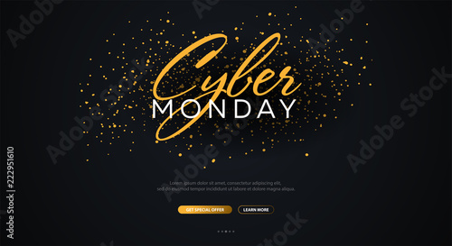 Cyber Monday Sale Calligraphic banner. Vector Illustration.