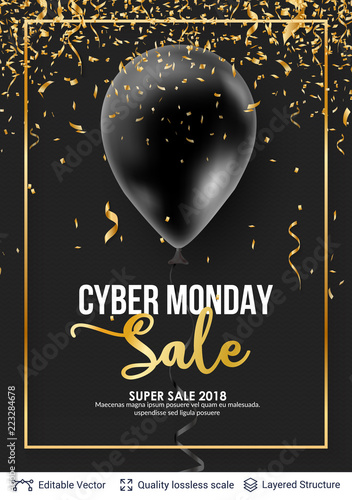Cyber Monday Sale Background with balloons.