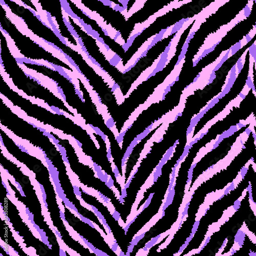 Seamless Pattern With Zebra Fur Print Vector Illustration Exotic