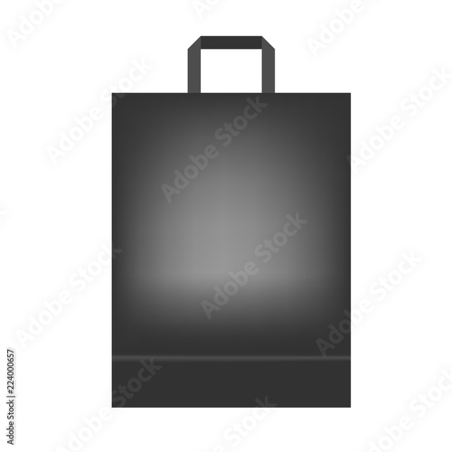 Black shopping or merchandise bag with handle, vector mock up