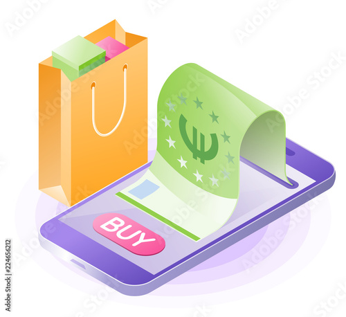 The Smartphone Paper Euro Ping Bag Flat Vector Isometric The Smartphone Paper Euro Ping Bag Flat Vector Isometric Ilration Online