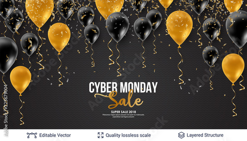 Cyber Monday Sale Background with air balloons