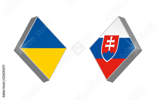 Europe football competition Ukraine vs Slovakia. Vector illustration. © boldg