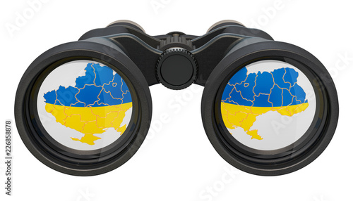 Espionage in Ukraine concept, 3D rendering © alexlmx