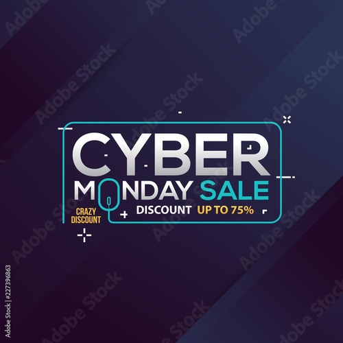Cyber Monday Sale banner with trendy geometric background