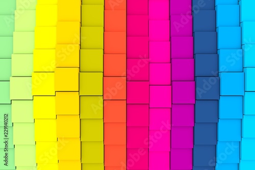 Colorful Abstract Background With Cube And Wave 3d
