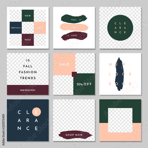 Square Social Media Post Templates Set