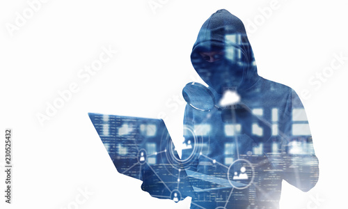 Hacker man steal information © Sergey Nivens