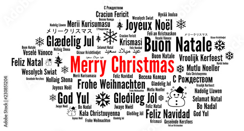 Merry Christmas in different languages word cloud © Ricochet64
