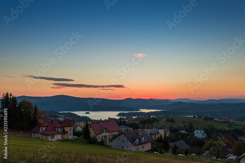 Sunrise over Solina Lake in the Bieszczady Mountains in POland © irena iris szewczyk