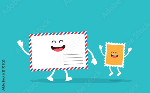 Blank envelope with postage stamp