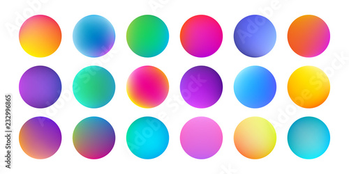 Gradient color circles with watercolor holographic texture. Vector abstract liquid fluid paint color splash pattern background © Avector
