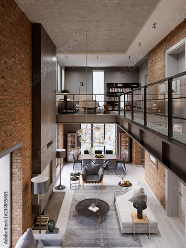 Loft Modern Interior Designed As A Open Plan Apartment Loft Modern Interior Designed As A Open Plan Apartment Including Kitchen