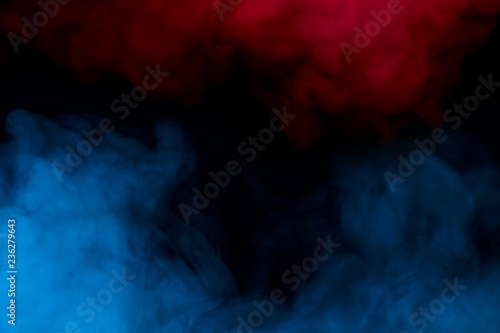 Bright Abstraction Cloud Of Blue And Red Steam On A Dark Background