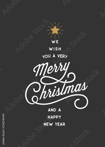 Merry Christmas Typography Card Tree © aves