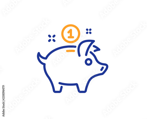 Saving Money Line Icon Piggy Bank Sign Colorful Outline Concept - saving money line icon piggy bank sign colorful outline concept blue and orange