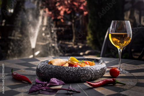 red wine and seafood