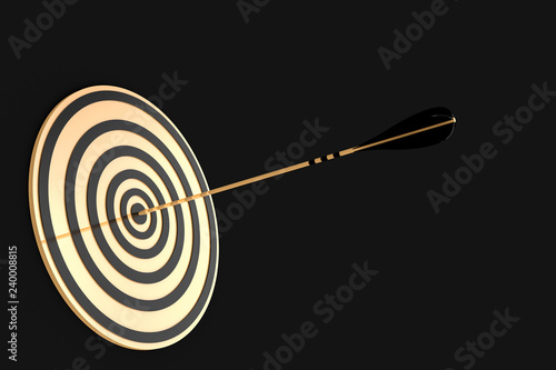 golden arrow hit the gold target on a black background © zeleniy9
