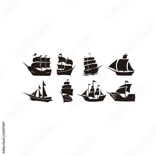 Sailing Yacht Logo Design Template Sailboat Flat Icons Boat Sailing Yacht Logo Design Template Sailboat Flat Icons Boat On White
