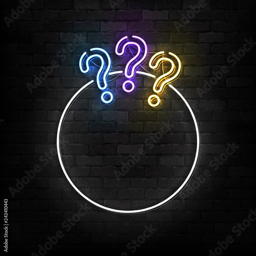 Vector realistic isolated neon sign of Quiz frame logo for template decoration and covering on the wall background.