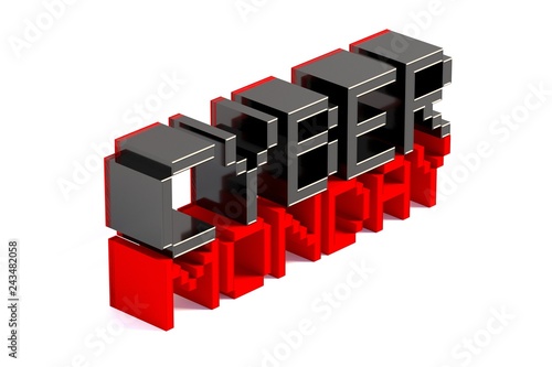 Cyber Monday on white reflected background. 3D illustration.