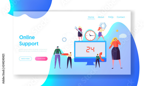Customer Call Service Online Support Landing Page. Technical Hotline Chat Help Center Assistant Technician Character. Personal Helpline Specialist for Web or Website. Flat Cartoon Vector Illustration © ivector