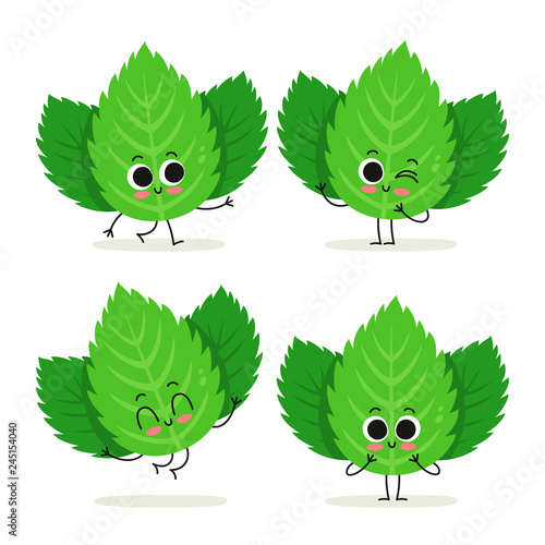 Mint. Cute herb vector character set isolated on white © zhevasylieva