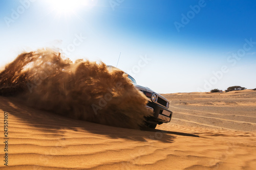 Drifting offroad car 4x4 in desert © Jag_cz