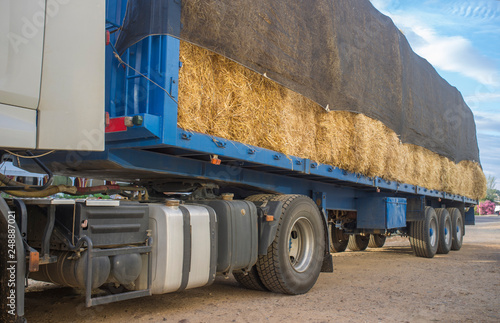 Heavy trailer truck loaded with straw bales © Juan Aunión