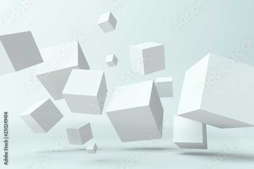 Abstract cubes background. 3d illustration © Tsiumpa
