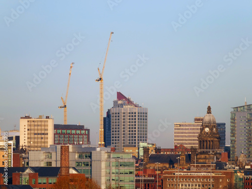 A Long Panoramic View Of Leeds Showing The Town Hall Offices A Long Panoramic View Of Leeds Showing The Town Hall Offices Apartments And Skysers With Construction