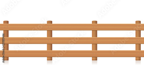Pasture fence, wooden texture. Isolated vector illustration on white background. © Peter Hermes Furian