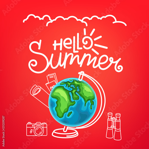Hello summer concept. Summer travel vector illustration © tovovan