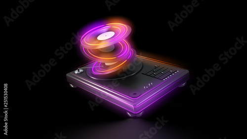 Dj turntable with neon glows © georgejmclittle