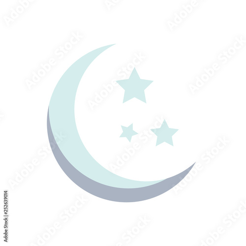 Moon and stars. Grey moon and stars isolated on white background. Vector stock.