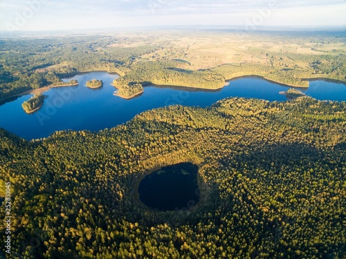 Aerial view of beautiful landscape of Mazury region - Krzywa Kuta Lake, Poland © Mariusz Świtulski