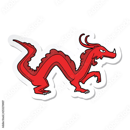 sticker of a cartoon dragon © lineartestpilot