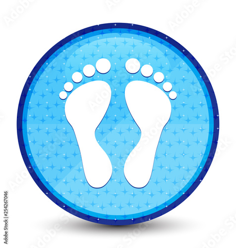 Footprint icon galaxy cyan blue round button