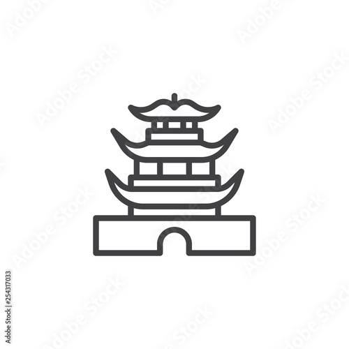 Chinese pagoda building line icon. linear style sign for mobile concept and web design. Chinese Temple Architecture outline vector icon. Travel symbol, logo illustration. Pixel perfect vector graphics © alekseyvanin