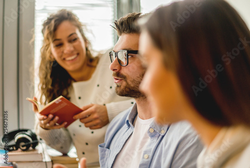 Students learning in library