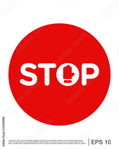 Stop sign icon with text flat icon for apps and website