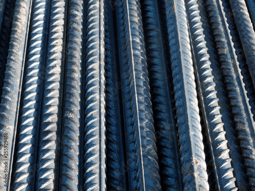 Steel reinforcement bars, industrial background, building armature © Philipp Berezhnoy