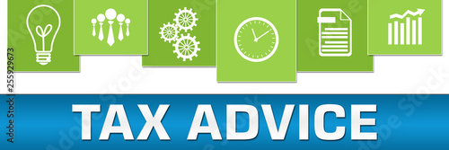 Tax Advice Business Symbols Blue Green On Top Horizontal
